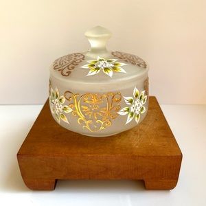 Vintage Hand Painted Frosted Trinket Dish